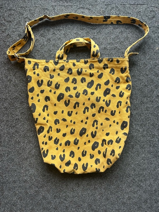 BAGGU Handbags - BAGGU Yellow Leopard Print Canvas Tote Bag